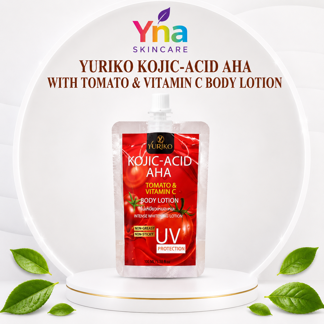YURIKO KOJIC ACID AHA WITH TOMATO & VITAMIN C BODY LOTION Intense Whitening Body Lotion with UV Protection