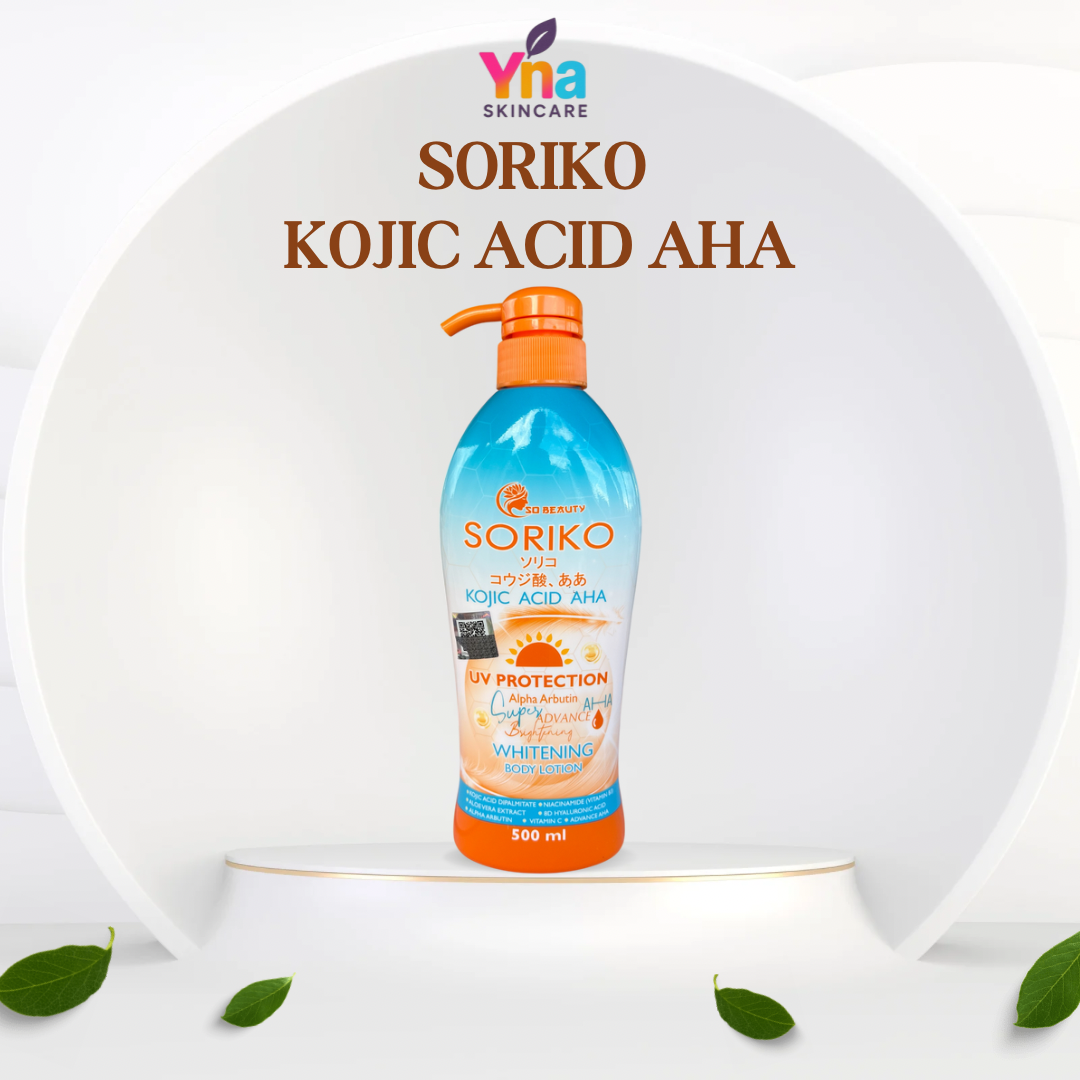 SORIKO Kojic Acid AHA Whitening Body Lotion with UV Protection (500ml)