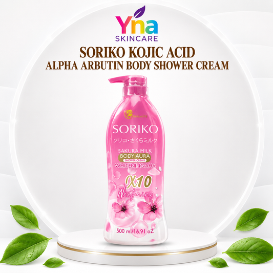 SORIKO SAKURA MILK BODY AURA SHOWER CREAM  Whitening AHA Body Shower Cream with Sakura Milk Extract