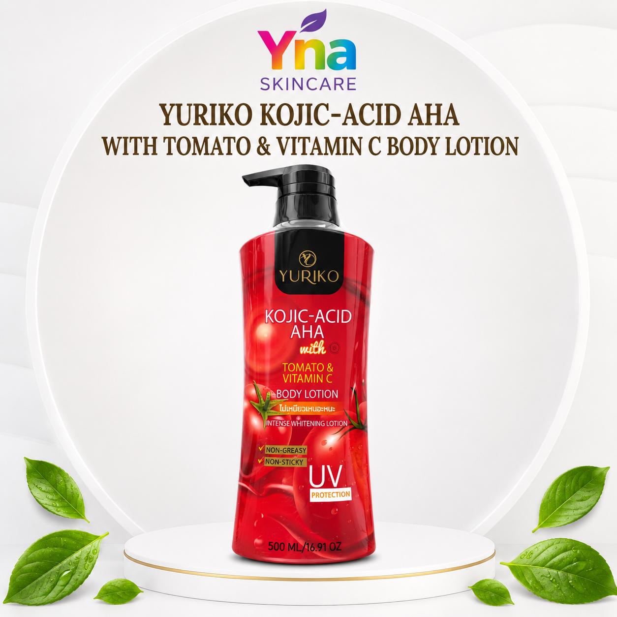 YURIKO KOJIC ACID AHA WITH TOMATO & VITAMIN C BODY LOTION  Intense Whitening Body Lotion with UV Protection