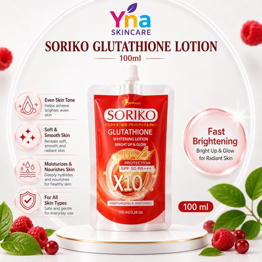 SORIKO GLUTATHIONE WHITENING LOTION X10  Bright Up & Glow Moisturizing Body Lotion with UV Protection SPF50 PA+++