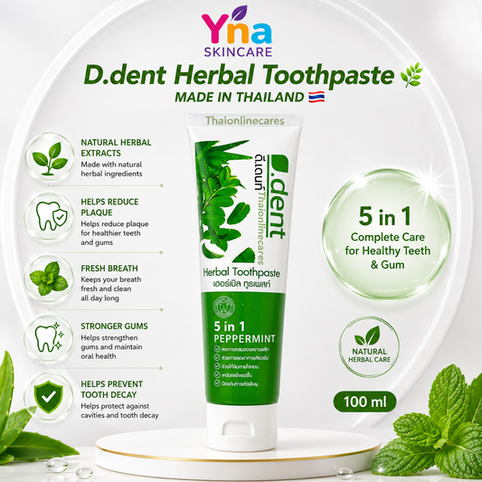D.DENT HERBAL TOOTHPASTE 5 IN 1 PEPPERMINT  Herbal Toothpaste for Fresh Breath, Strong Teeth & Healthy Gums