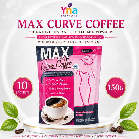 Max Curve Coffee Signature Instant Coffee Mix Powder – L-Carnitine & L-Glutathione Formula (10 Sachets)