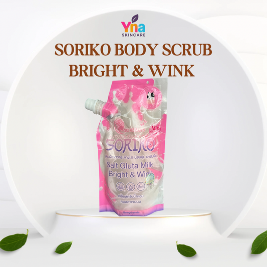 Soriko Body Scrub Bright & Wink – Salt Gluta Milk Whitening Scrub (250g)