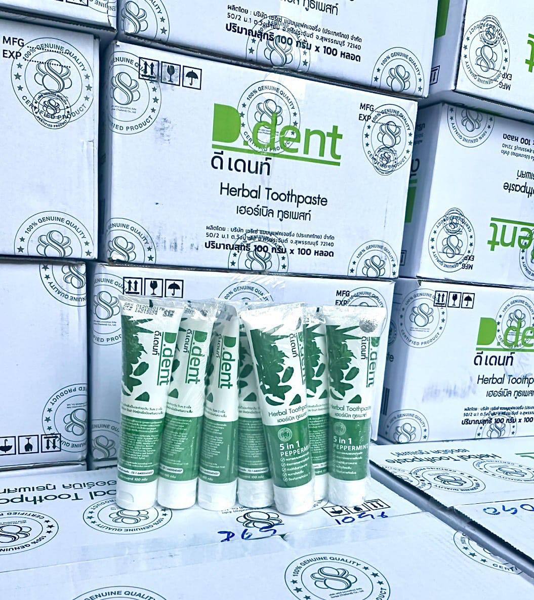 D.DENT HERBAL TOOTHPASTE 5 IN 1 PEPPERMINT  Herbal Toothpaste for Fresh Breath, Strong Teeth & Healthy Gums