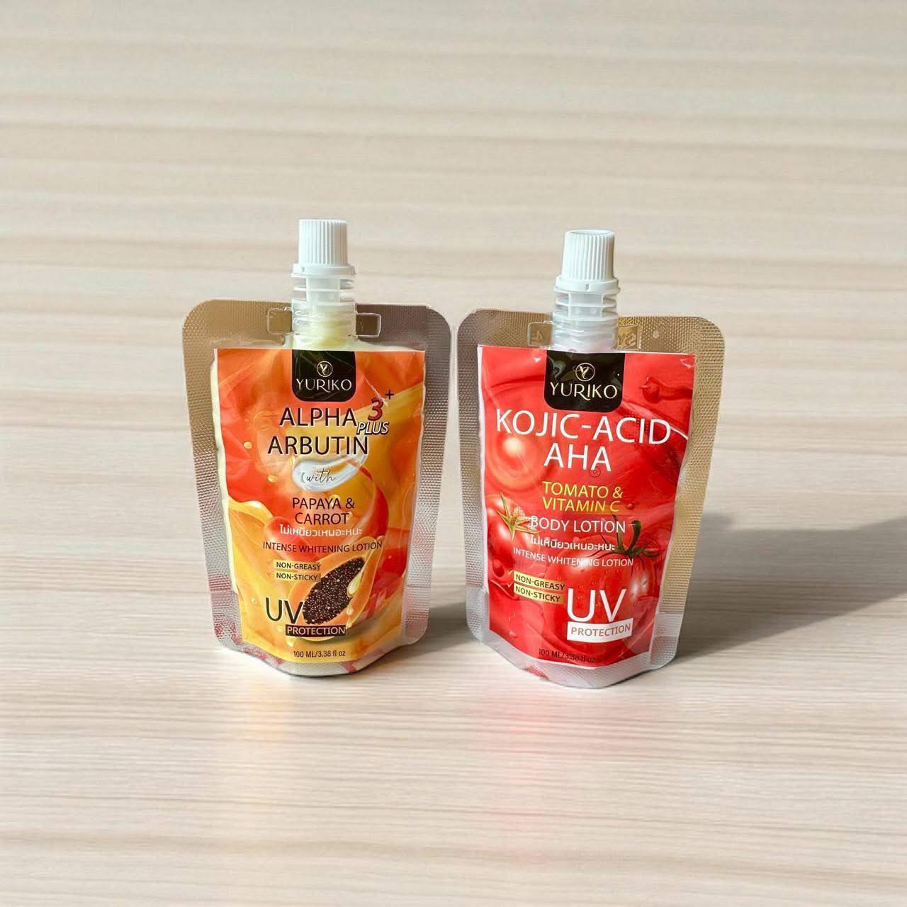YURIKO KOJIC ACID AHA WITH TOMATO & VITAMIN C BODY LOTION  Intense Whitening Body Lotion with UV Protection