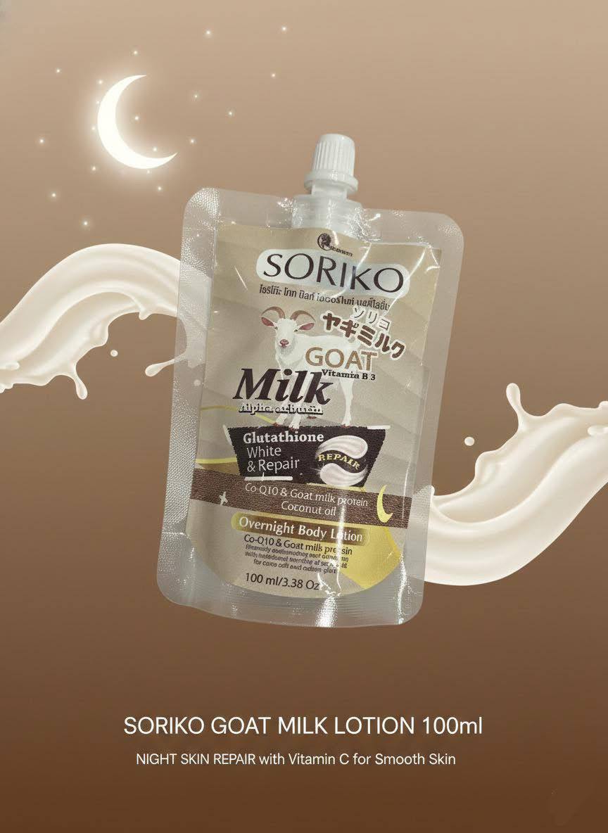 SORIKO GOAT MILK WHITE & REPAIR OVERNIGHT BODY LOTION  Intensive Overnight Brightening & Moisturizing Body Lotion